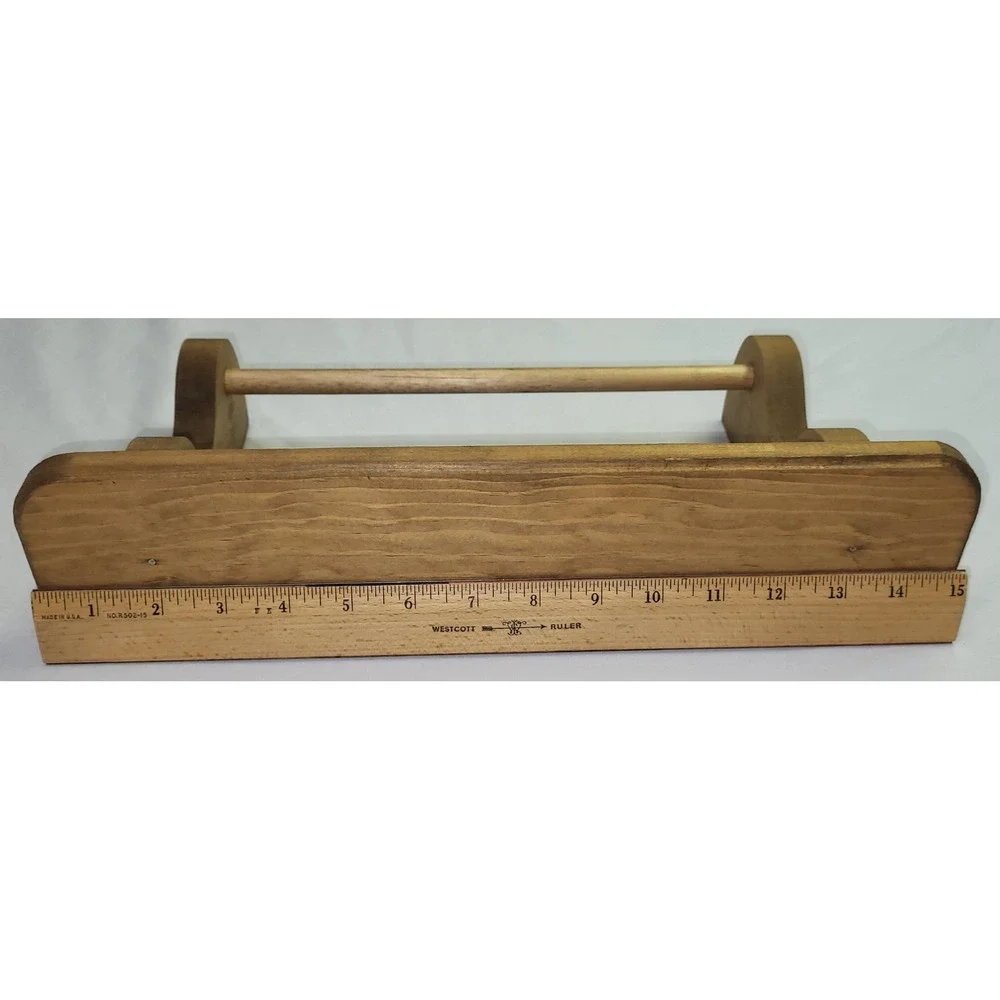Vintage Wooden Heart Wall Shelf Towel Bar Medium Brown Country Farmhouse Rustic